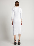 Back image of model wearing Viscose Knit Dress in optic white