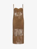 Flat image of Lacquered Knit Dress in tobacco