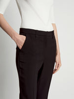 Detail image of model wearing Viscose Suiting Straight Pants in black