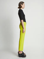 Side image of model wearing Viscose Suiting Straight Pants in sulphur