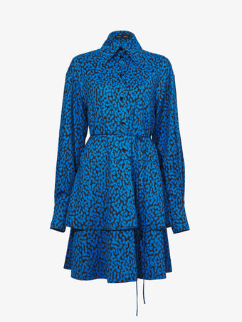 Flat image of Printed Leopard Shirt Dress in turquoise multi