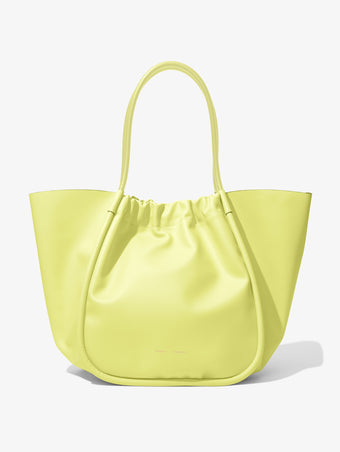 Front image of XL Ruched Tote in LEMONGRASS