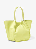 Side image of XL Ruched Tote in LEMONGRASS