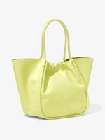 Side image of XL Ruched Tote in LEMONGRASS