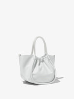 Side image of Small Ruched Crossbody Tote in optic white