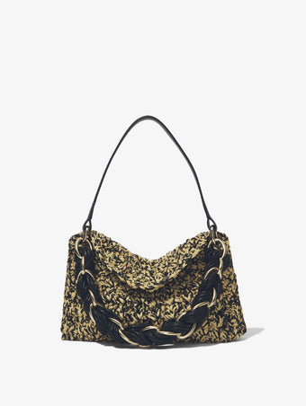Front image of Crochet Braid Bag in BLACK/NATURAL