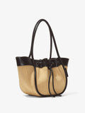 Side image of Raffia Large Ruched Tote in BLACK/SAND