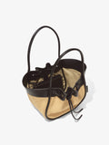 Aerial image of Raffia Large Ruched Tote in BLACK/SAND