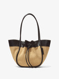 Front image of Raffia Large Ruched Tote in BLACK/SAND