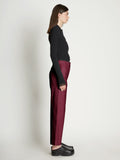 Side image of model wearing Cotton Twill Culotte in plum