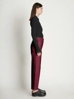 Side image of model wearing Cotton Twill Culotte in plum