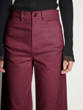 Detail image of model wearing Cotton Twill Culotte in plum