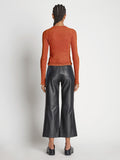 Back image of model wearing Cropped Turtleneck Chenille Sweater in rose