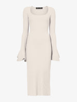 Flat image of Fluted Rib Knit Dress in ivory