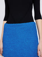 Detail image of model wearing Boucle Tweed Skirt in turquoise