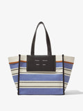 Front image of Large Morris Stripe Canvas Tote in BLACK/WHITE/COBALT