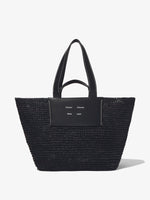 Front image of Large Morris Raffia Tote in BLACK