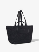 Side image of Large Morris Raffia Tote in BLACK