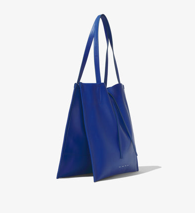 Side image of Twin Nappa Tote in COBALT