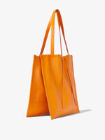 Side image of Twin Nappa Tote in TANGERINE