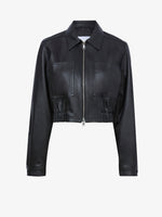 Still Life image of Cropped Leather Jacket in BLACK