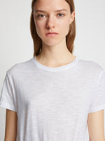 Detail image of model wearing Short Sleeve T-Shirt in WHITE