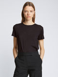 Front cropped image of model wearing Short Sleeve T-Shirt in BLACK