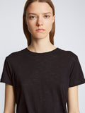 Detail image of model wearing Short Sleeve T-Shirt in BLACK