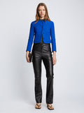 Front full length image of model wearing Tweed Cropped Jacket in ROYAL BLUE
