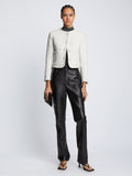 Front full length image of model wearing Tweed Cropped Jacket in OFF WHITE