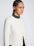 Detail image of model wearing Tweed Cropped Jacket in OFF WHITE