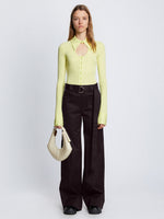 Front full length image of model wearing Cotton Twill Cargo Pants in BLACK