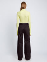 Back full length image of model wearing Cotton Twill Cargo Pants in BLACK