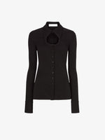 Still Life image of Long Sleeve Jersey Keyhole Top in BLACK