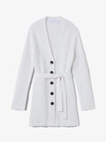 Still Life image of Ribbed Cotton Relaxed Cardigan in OFF WHITE with belt tied in front