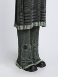 Detail image of model wearing Space Dye Rib Knit Polo Dress in NAVY/LIME/BLACK