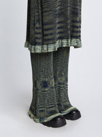 Detail image of model wearing Space Dye Rib Knit Polo Dress in NAVY/LIME/BLACK