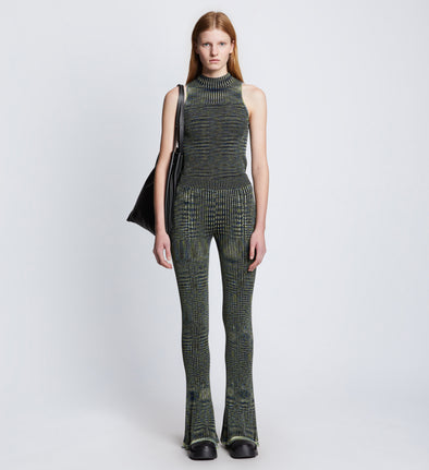 Front full length image of model wearing Space Dye Rib Knit Pant in NAVY/LIME/BLACK