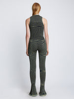 Back full length image of model wearing Space Dye Rib Knit Pant in NAVY/LIME/BLACK