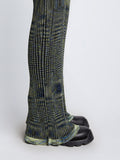 Detail image of model's hemline wearing Space Dye Rib Knit Pant in NAVY/LIME/BLACK
