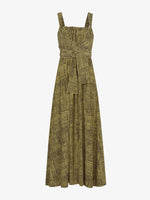 Still Life image of Viscose Flou Wrap Dress in BLACK/MATCHA with belt tied at waist