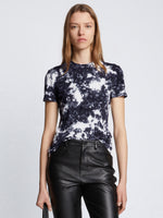Front cropped image of model wearing Tie Dye T-Shirt in BLACK/WHITE