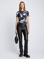 Front full length image of model wearing Tie Dye T-Shirt in BLACK/WHITE