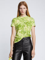 Front cropped image of model wearing Tie Dye T-Shirt in GREEN/CITRON