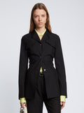 Front cropped image of model wearing Drapey Suiting Jacket in BLACK