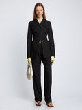 Front full length image of model wearing Drapey Suiting Jacket in BLACK