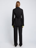 Back full length image of model wearing Drapey Suiting Jacket in BLACK
