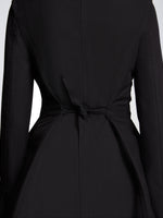 Detail image of model wearing Drapey Suiting Jacket in BLACK