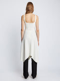Back full length image of model wearing Barre Bustier Dress in OFF WHITE