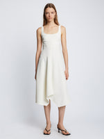 Front full length image of model wearing Barre Bustier Dress in OFF WHITE